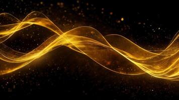 AI generated Golden Waves of Light Undulating Gracefully in a Dark Space video