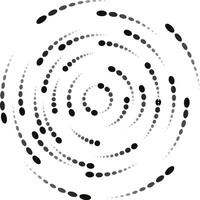 Composition of points degrading from highest to lowest and rotating to make circles counterclockwise. Black ellipses decreasing size vector