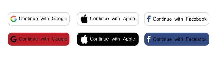 continue with google, facebook, apple vector