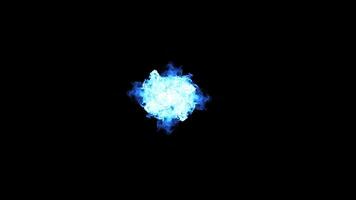 Blue Particle and Fire Animation design on black background. Overlay on background video