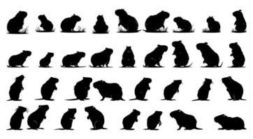 AI generated capybara silhouette illustration set bundle vector