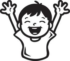 AI generated Icon set of Happy Cartoon Child Waving Enthusiastically vector