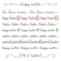 Easter seamless border collection, simple line, editable thickness, vector illustration