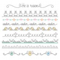Easter seamless border collection, simple line, editable thickness, vector illustration