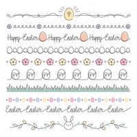 Easter seamless border collection, simple line, editable thickness, vector illustration