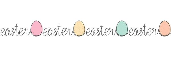 Easter seamless border collection, simple line, editable thickness, vector illustration