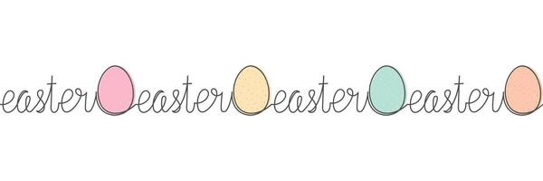 Easter seamless border collection, simple line, editable thickness, vector illustration