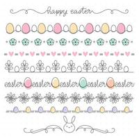 Easter seamless border collection, simple line, editable thickness, vector illustration