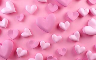 AI generated animated pink hearts on pink background photo