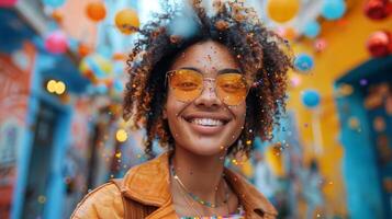 AI generated Woman With Curly Hair Smiling at Camera photo
