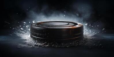 AI generated ice hockey puck and puck photo