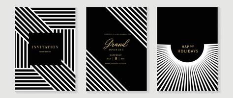 Luxury invitation card background vector.  White geometric shape, lines on dark background. Premium design illustration for gala card, grand opening, party invitation, wedding. vector