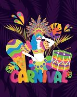 de colores brasileño carnaval póster vector