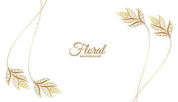 vintage style golden floral art white background design vector