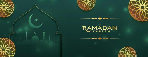 islamic ramadan kareem decorative banner blessing greeting vector