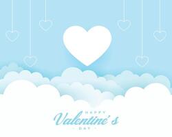 happy valentine day event background with papercut clouds design vector