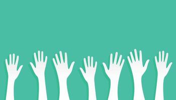 papercut volunteer group raising hand for social welfare vector