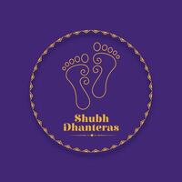 joyful shubh dhanteras religious background for goddess feet for worship vector