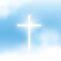 shiny holy cross symbol background with smoke effect vector