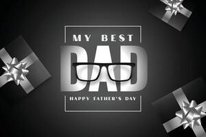 my best dad happy father's day black card design with gift boxes vector