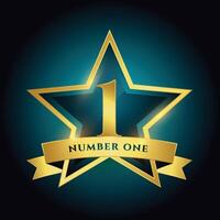 shiny and golden number one star label design vector