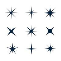 hand drawn sparkling star icon element in set vector