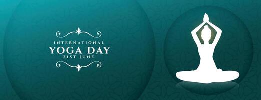 elegant international yoga day celebration banner with meditation posture vector