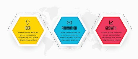 colorful 3 step infographic process chart template with world map design vector