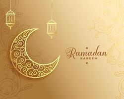 blessed ramadan kareem golden greeting design vector