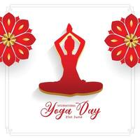 decorative 21st international yoga day background design vector