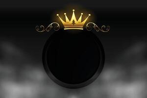 shiny golden crown background with image space and smoke effect vector