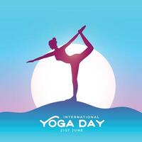 nice women silhouette background celebrate international yoga day vector