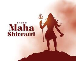 happy maha shivratri greeting card with lord shiva silhouette vector