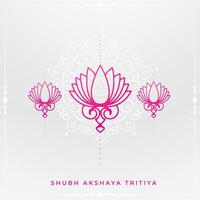 line art lotus flower decoration akshaya tritiya greeting background vector