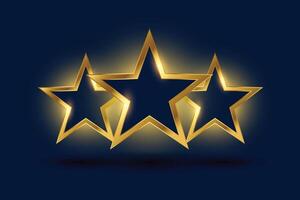 3d style golden star rating with light and shadow effect vector