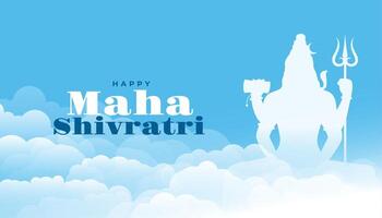 happy maha shivratri wishes background with clouds design vector