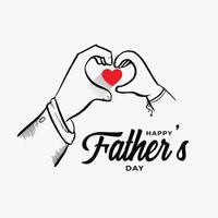 happy father's day with dad and child heart hand drawn sketch vector