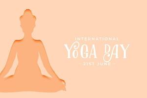 paper cut style world yoga day background design vector