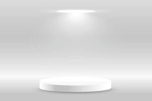 simple white pedestal round stage background with focus light effect vector