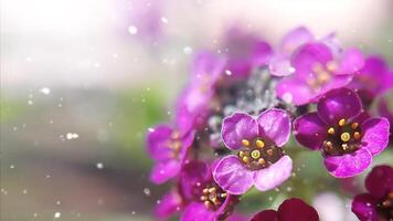 Spring background with pink bergenia flowers. Beautiful background. pigsqueak, elephants ears, large rockfoil photo