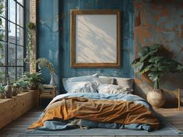 AI generated mock up wall art bedroom photo