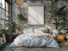 AI generated mock up wall art bedroom photo