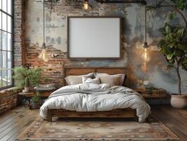 AI generated mock up wall art bedroom photo