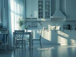 AI generated white kitchen cabinet photo