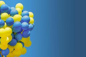 amarillo y azul globos grande manojo de pelotas. globo antecedentes con sitio para texto. foto