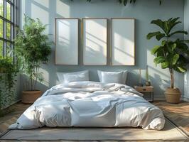 AI generated mock up wall art bedroom photo