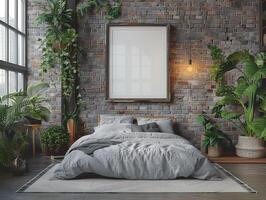 AI generated mock up wall art bedroom photo