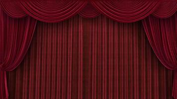 3d render Velvet red theater curtains photo