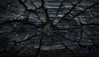 AI generated a close up of a black wood with cracks photo