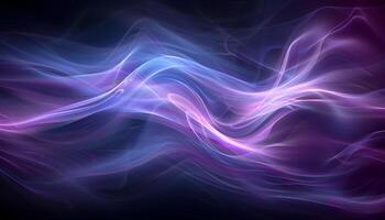AI generated abstract purple and blue waves on a black background photo